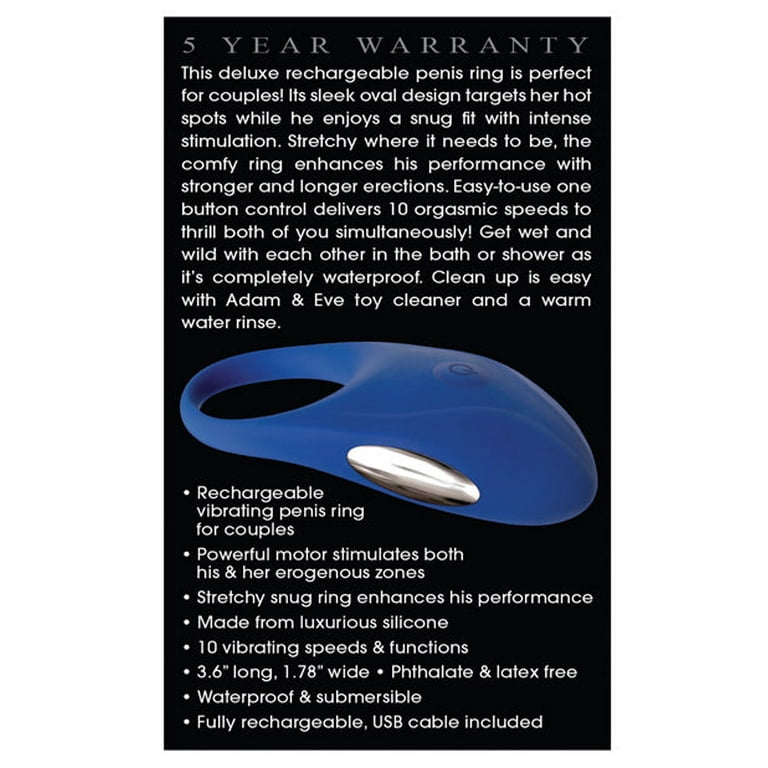 Adam & Eve Rechargeable Couples Penis Ring - Blue - Walmart.com