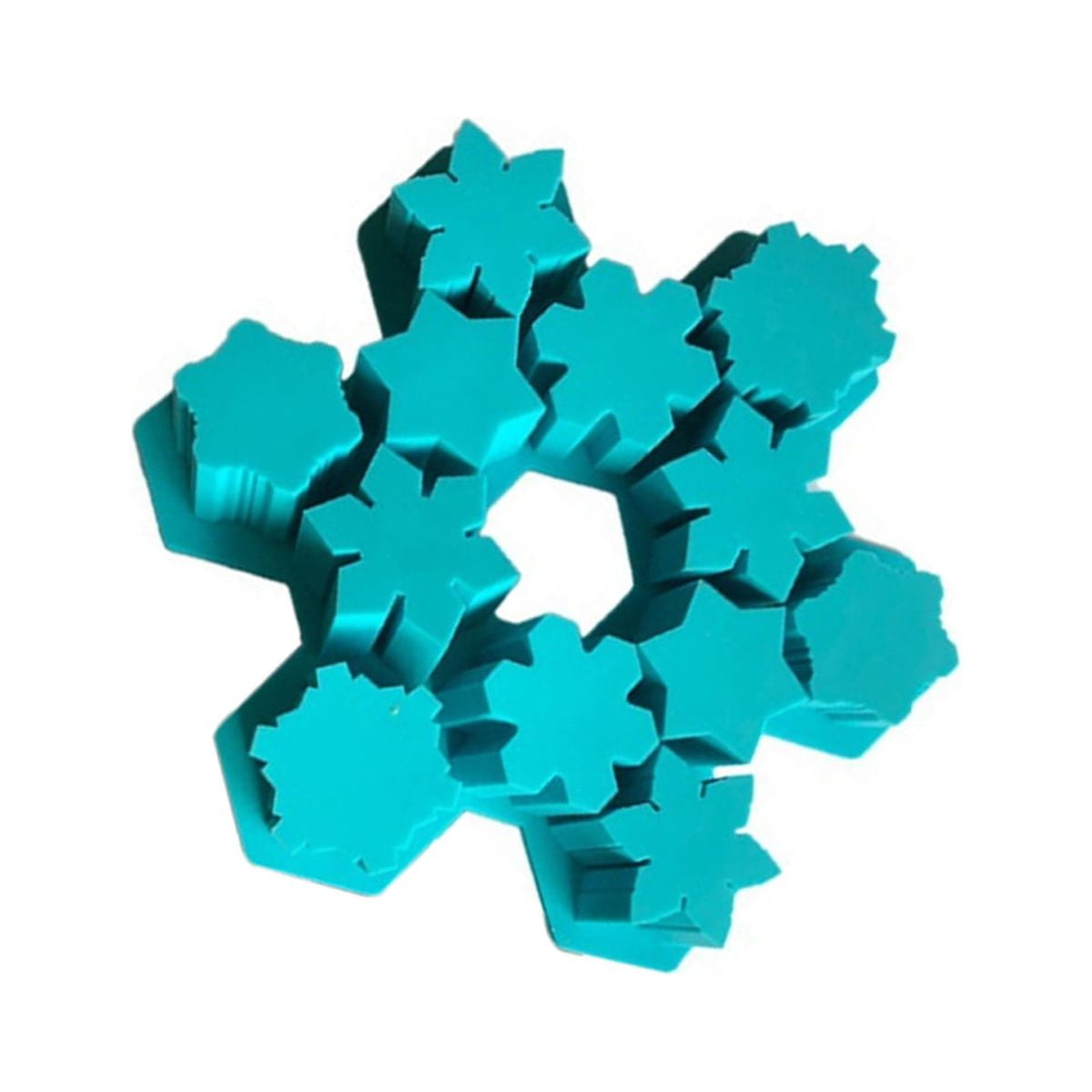 2 Pcs 12 Grids Silicone Ice Cube Trays Snowflake Shaped Chocolate DIY Mould Cupcake Dessert Baking Mold (Sky-blue), Size: 7.09 x 6.3 x 1.57