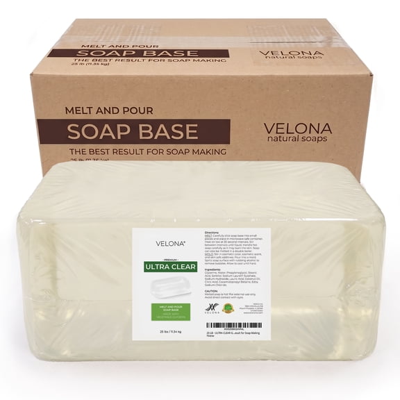 velona 25 lb - Ultra Clear Glycerin Soap Base, Melt & Pour, Transparent