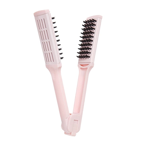 Peine alisador de cabello en forma de V para mujer, cepillo portátil de viaje, cepillo plegable, herramienta de peinado, color rosa