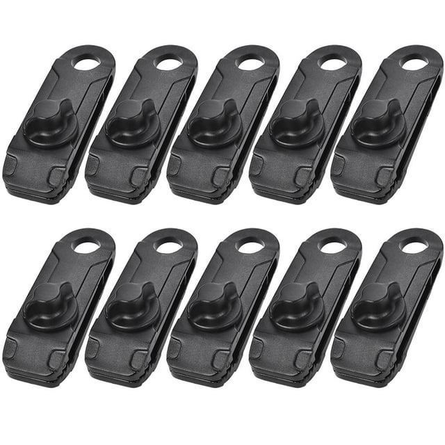 Carpa para acampar JShteea Reutilizable Fijación Tiburón Clips Cuerda Hebilla Negro 10pcs