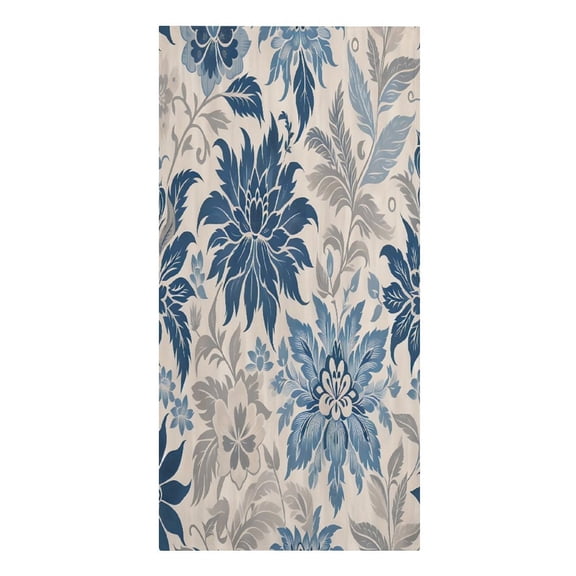 RKSupls Large Flowers Leaves Blue Microfiber Beach Towel Absorbent Compact Towels for Swimming Pool Beach Travel Things for Vacation Essentials Adult Gift,61.4×30.3Inch