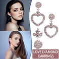 thumbnail image 2 of Bijoux en Liquidation Boucles d'Oreilles Pendantes Diamant Doux, Boucles d'Oreilles Mode Cœur Creux Strass Argent Taille Unique, 2 of 9