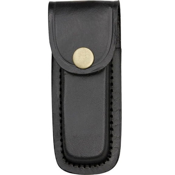 SZCO 4-Inch Black Leather Sheath with Belt Loop and Snap Closure – Universal Pouch for Knives & Multi-Tools