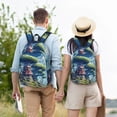 thumbnail image 4 of Disketp Fantasy Treehouse Planet Scene print Canvas Backpack Lightweight Travel Daypack Student Rucksack Laptop Backpack-Small, 4 of 5