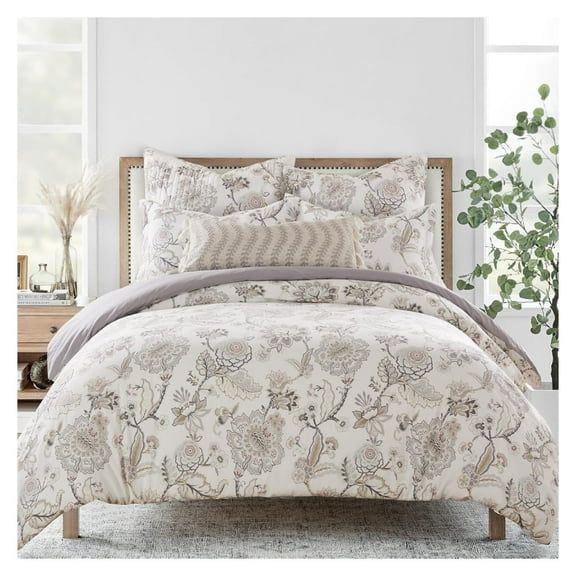 - Ophelia Blush Comforter Set - Comforter   One Standard Pillow Cases - Floral - Taupe Grey Cream Blush - Comforter (68 x 88in.) and Pillow Case (26 x 20in.) - Rayon