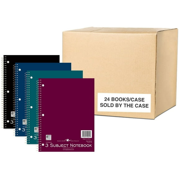 Roaring Spring Wide Ruled Three Subject Spiral Notebook - 120 Sheets - 240 Pages - Printed - Spiral Bound - Both Side Ruling Surface Red Margin - 3 Hole(s) - 15 Lb Basis Weight - 56 G/m²