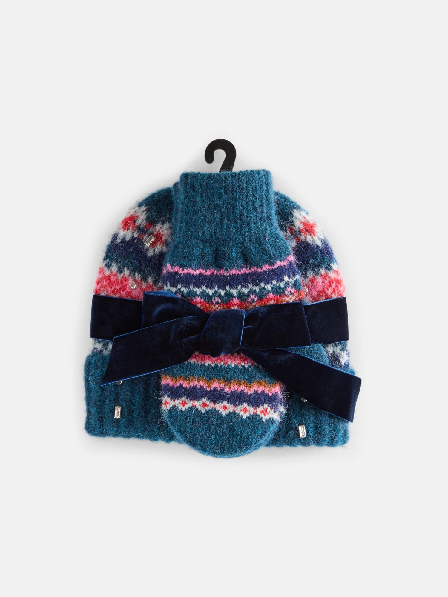 Free Assembly Women's Beanie Mitten Set, Dark Blue