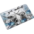 thumbnail image 1 of Highland Cow Bath Mat Get Naked Daisy Farmhouse Bull Longhorn Rustic Flower Floral Spring Western Cattle Funny Quote Blue Bathroom Rug Kitchen Toilet Door Rugs Memory Foam 16x24 Inch, 1 of 3