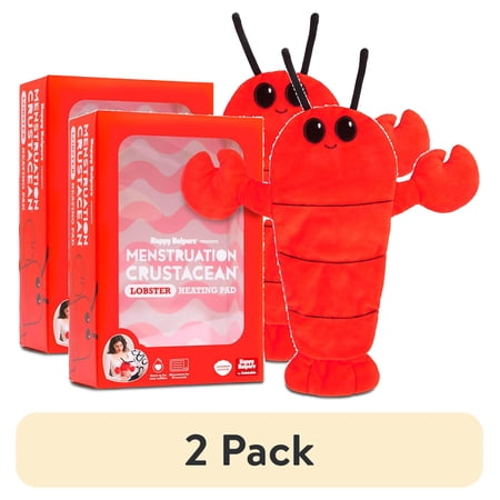 (2 pack) Happy Helpers Menstruation Crustacean Lobster, Microwavable Heating Pad for Cramps, Gifts for Teens