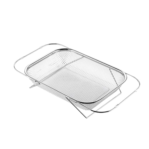 Expandable Stainless Steel Sink Strainer Basket, Over The Sink Colander for Washing Veggies & Draining Pasta, Space-Saving Dish Drying Rack Kitchen Tool(Large 29.5x21.5x6.5cm)