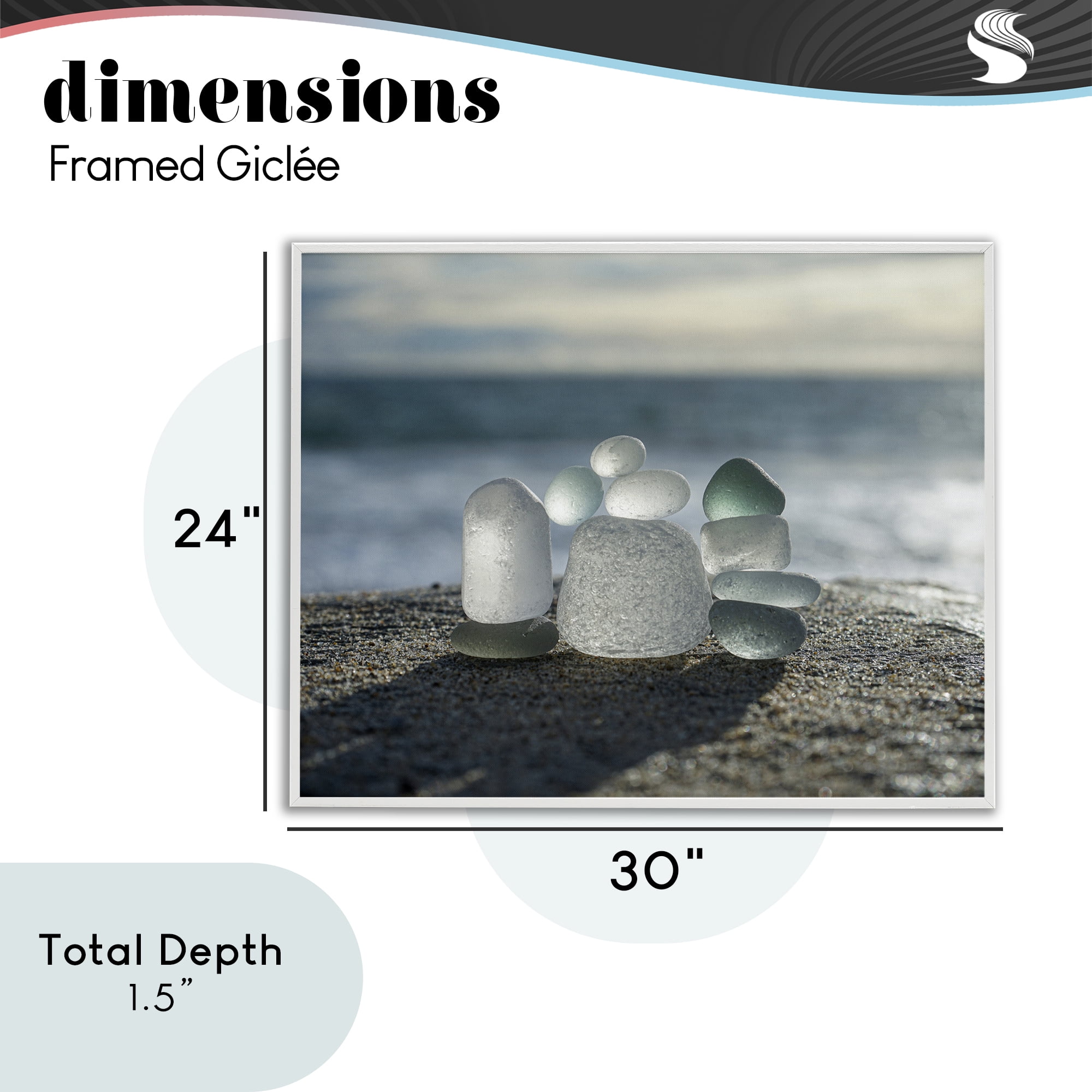 Stupell Industries Balancing Sea Glass Pebbles White Framed Giclee Art, design by LMarie Allen
