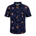 thumbnail image 4 of GrmtClth Mens Halloween Daily Errands Button Down Shirt Short Sleeve Gothic Village Bat Jack O Lantern Soft Light Casual Party Blouse Watermelon Red 4XL, 4 of 5