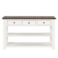 thumbnail image 3 of 48" Solid Pine Wood Top Console Table, Modern Entryway Sofa Side Table with 3 Storage Drawers and 2 Shelves. for the Living Room, Entryway and Bedroom, Easy to Assemble, White, 3 of 7
