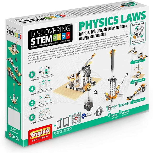 Engino ENG-STEM902 Physics Laws-Inercia, fricción, movimiento circular y conservación de energía Set de construcción (118 piezas) azul