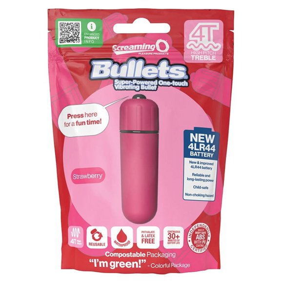 Screaming O 4T Bullet Vibrator, Strawberry