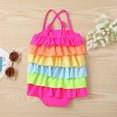 thumbnail image 2 of Mercatoo Baby Girl One 𝐏iece Swimsuits, Toddler Rainbow 𝐇𝐚lter Ruffle Swimwear Girls Backless Beach Bathing Suit, 2 of 7