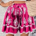thumbnail image 4 of Ruimatai Women's Bohemian Printed Wide Leg Shorts Casual Comfortable Elastic Waist Summer Beach Shorts Fashion, 4 of 9