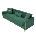 thumbnail image 5 of Modern 3-Seaters Velvet Sofa, Upholstered Couch With Pillows and Gold Metal Legs For Living Room Office Apartment, 5 of 18