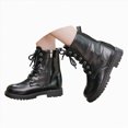 thumbnail image 4 of KPOPLK Girls Ankle Boots Fall Chunky Heel with Classic Lace Up Buckle Straps Dress Booties for Little Kids/Big Kids(12.5,Black), 4 of 9