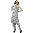 thumbnail image 3 of Moomaya Designer Printed One Shoulder Bell Sleeve Kurti w/ Pants Ethnic Clothing Sets For Women, 3 of 7