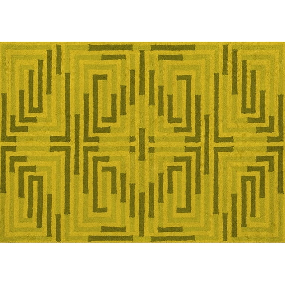 Ahgly Company Machine Washable Indoor Rectangle Abstract Yellow Contemporary Area Rugs, 8' x 12'