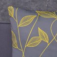 thumbnail image 3 of Amelia Outdoor Leaves 17.75" Water Resistant Fabric Square Cushions, Set of 4, Yellow, Gray, 3 of 5