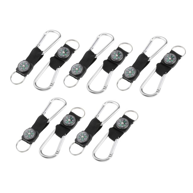Clip llavero con brújula-10 Paquete de Clip de bloqueo automático de Metal-cierres para accesorios de bolsa y cinturón, actividades al , - De plata