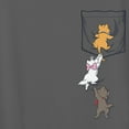thumbnail image 2 of Women's Aristocats Kittens Climbing Pocket Badge Scoop Neck Charcoal 2X Large, 2 of 4