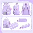 thumbnail image 5 of AoDai Love-themed schoolbag for little girls with a double shoulder strap. Large-capacity children's schoolbag with a cute little wallet and pompom pendant., 5 of 6