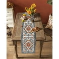 thumbnail image 4 of Farmhouse Aztec Burlap Cotton Table Runner 14x72 Inches Long, Boho Southwest Tribal Ethnic Flowers Farmhouse Table Runners, Outdoor Dining Tablecloths Decor for Baby Shower/Party/Wedding, 4 of 6