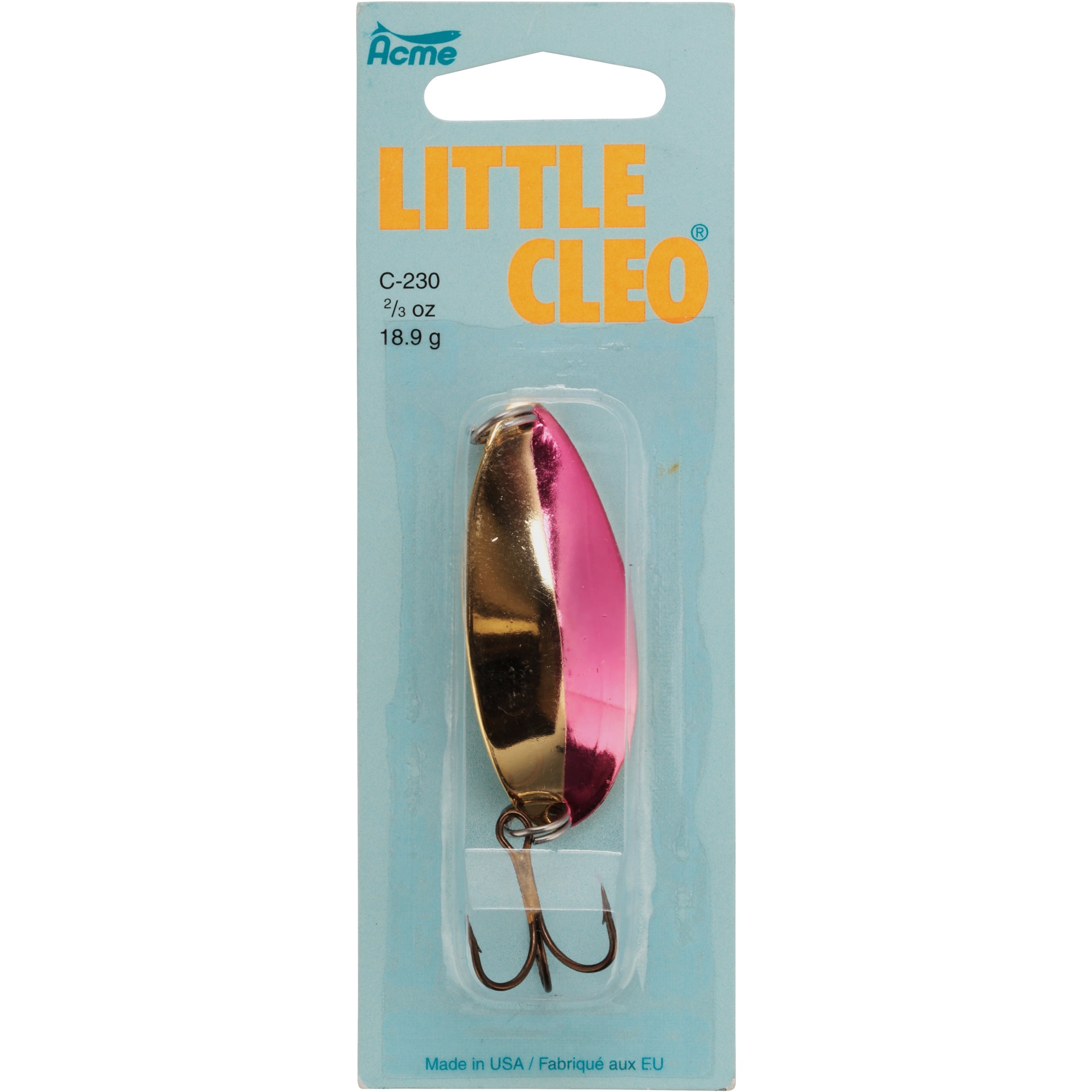 Acme Tackle Little Cleo Fishing Spoon Gold Neon Red 2/3 oz