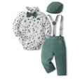 thumbnail image 4 of THDHVS Boys Suit,Toddler Unisex Solid Single Breasted Long Sleeve Bodysuit Overalls Hat Bow 4 Piece Set,Toddler Boy Outfits Multicolor 3-6 Months, 4 of 6