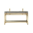 thumbnail image 6 of Funes 60" Double Sink Bathroom Vanity in Brushed Gold Frame Gray Top No Mirror, 6 of 8