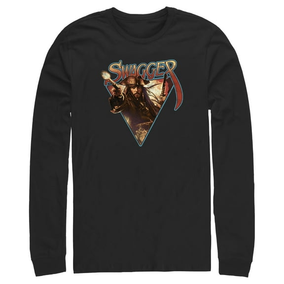 Men's Pirates of the Caribbean: Curse of the Black Pearl Jack Sparrow Swagger  Long Sleeve Shirt Black Medium