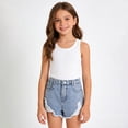 thumbnail image 2 of Ruyang Ripped Denim Shorts Summer High Waist Straight Leg Jeans Classic Button Breathable Casual Shorts with Pockets, 2 of 9