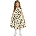 thumbnail image 7 of Spazoro Little & Big Girls A-Line Dress, Sleeveless 2025 New Style Floral Print Crew Neck Summer Dresses for Child Girls Beige Size 4 T, 7 of 7