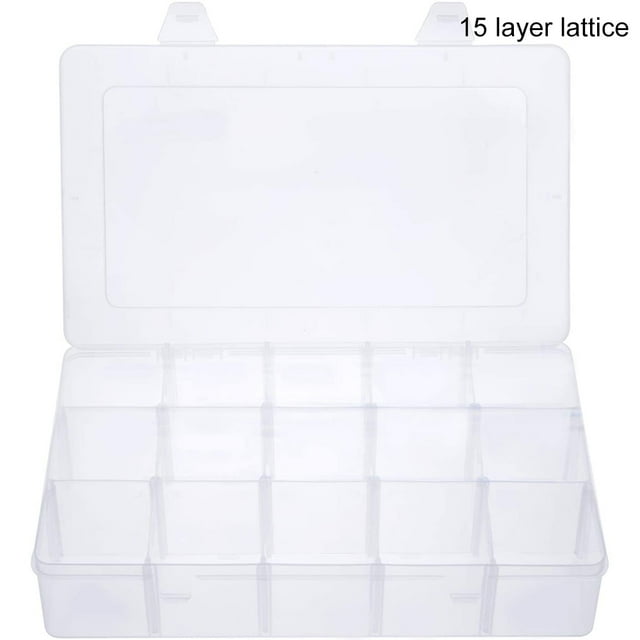 Organizer Box with Adjustable Dividers, 15/24/36 Compartment Organizer Clear Storage Container for Bead Organizer, Fishing Tackles, Felt Board and Jewelry Storage