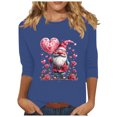 thumbnail image 2 of Valentines Day Shirt for Women, Graphic Tees Valentines, 3/4 Sleeve T Shirts Fashionable Women's Pullover Blouse Printed Casual Crew Neck 3/4 Sleeves Top, 2 of 4