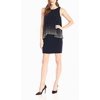 Betsy & Adam Womens Beaded Popover Navy Sheath Dress