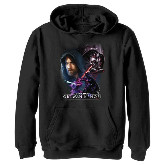 Boy's Star Wars: Obi-Wan Kenobi Vader and Kenobi Face Off  Pull Over Hoodie Black Large
