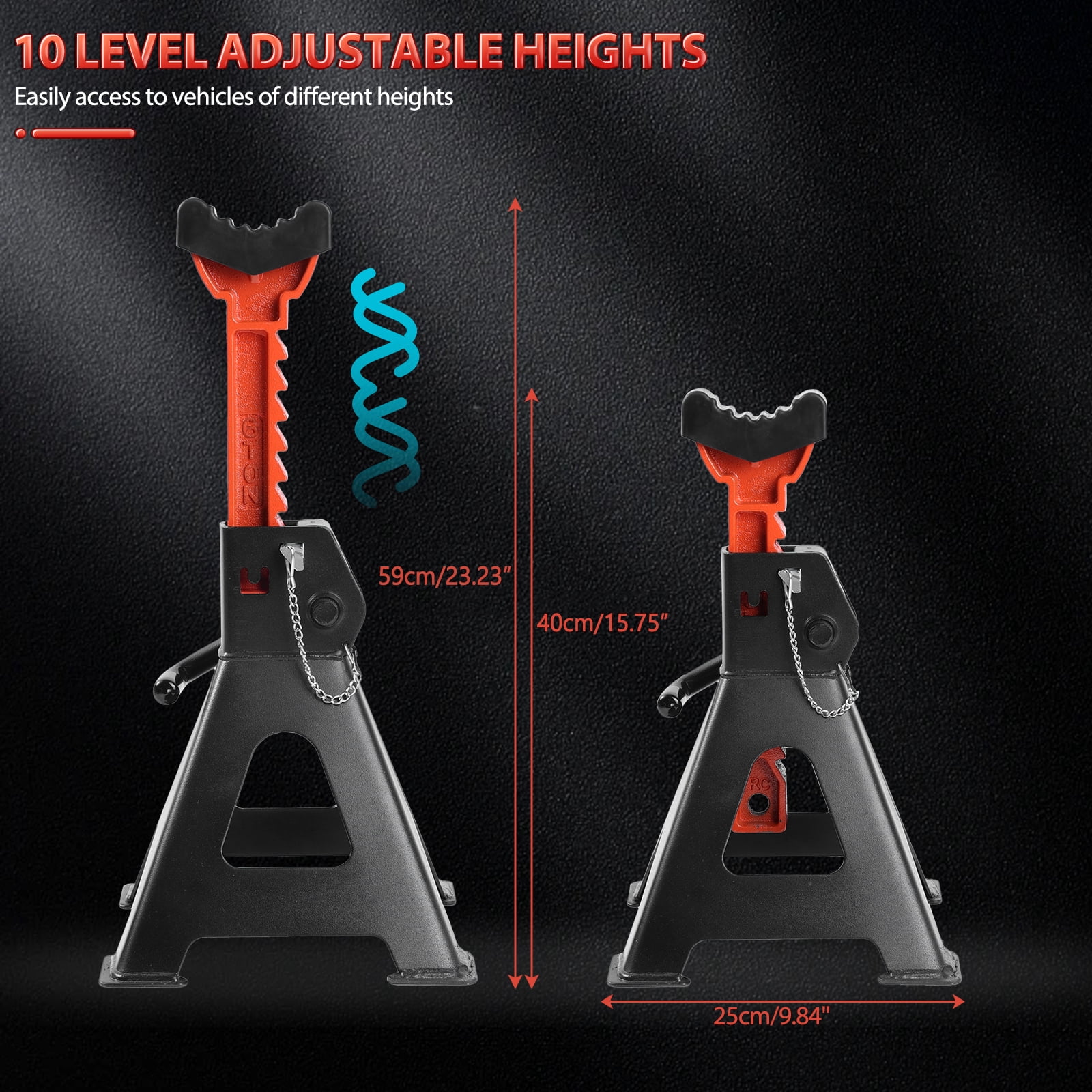 2X Jack Stands Car Jack Stands 6T (13,000 lbs) Capacity Double Locking Universal