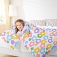 thumbnail image 3 of Homewish Romantic Floral Print Twin Comforter Sets,Rainbow Flowers Blossom Bedding Set,Purple,Polkadot Reversible,2pcs,1 Comforter and 1 Pillowcase, 3 of 7