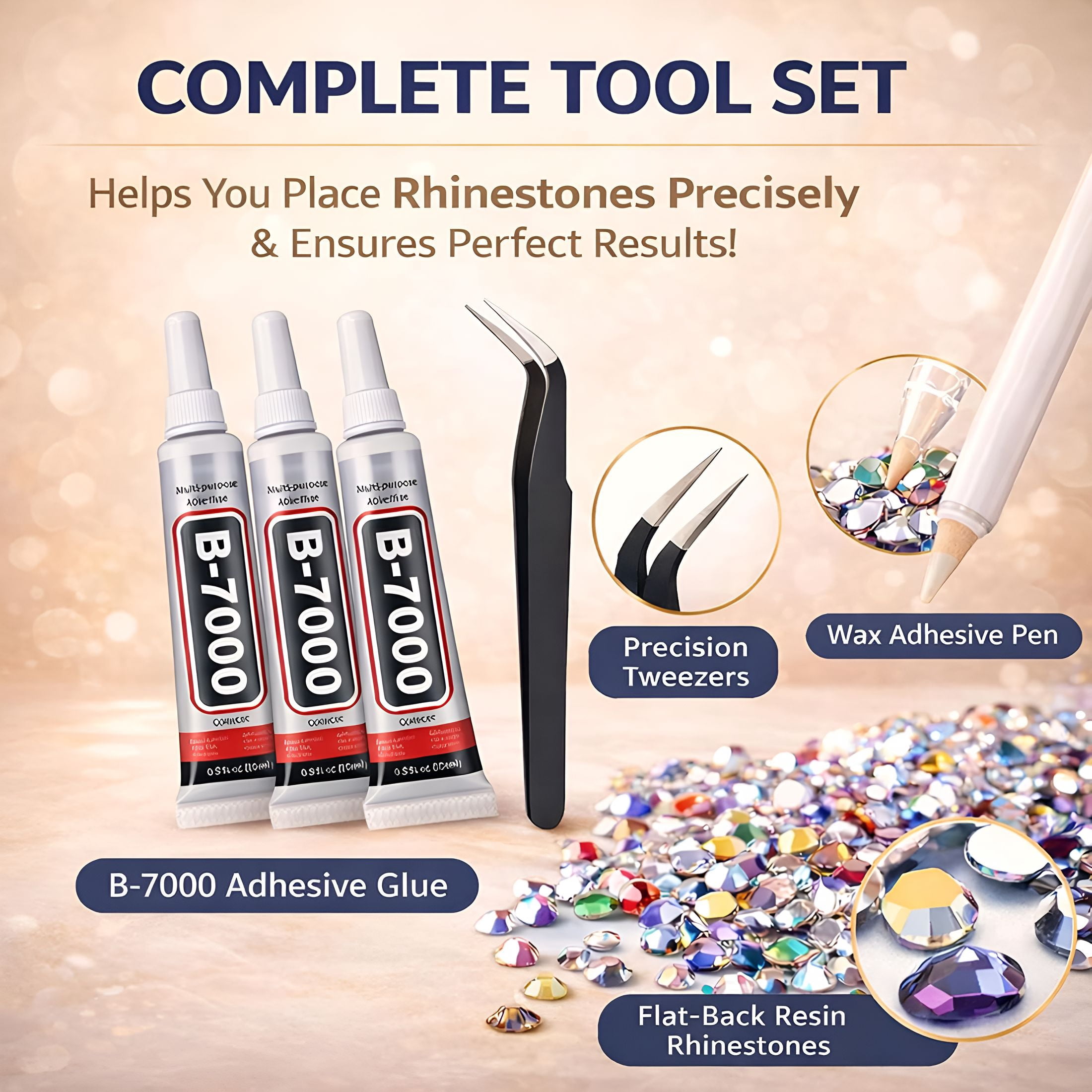DESIGNICE 35000Pcs Rhinestones,40 Color Kits,3Mm Bedazzling Kit with Glue for Diy Diamond Paintings,Decorative Water Cups,Phone Cases,And Other Crafts
