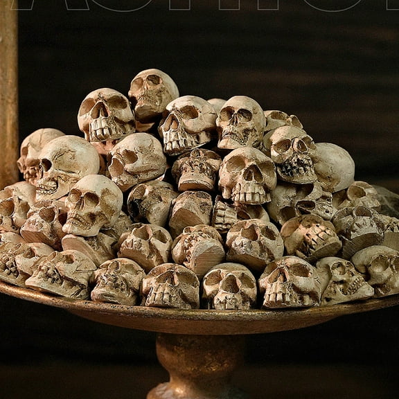 20 Packs/Set Mini Figurine Bone Miniature Skeleton Head Table DecorHalloween Micro FigureHalloween Prank PropsHaunted Dollhouse Accessories