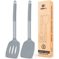 thumbnail image 1 of Bundlepro Pack of 2 Silicone Spatulas Turners, Non Stick Slotted and Solid Kitchen Utensils, 1 of 6
