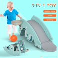 thumbnail image 4 of Green 3-in-1 Activity Center: Rocking Horse, Slide & Basketball - Indoor/Outdoor Fun for Early Learners - Durable HDPE Design - 28.3" x 13.5" x 18.5", 4 of 7