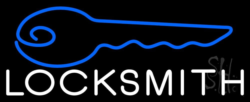 Locksmith Key Logo With Number 4 LED Neon Sign 10