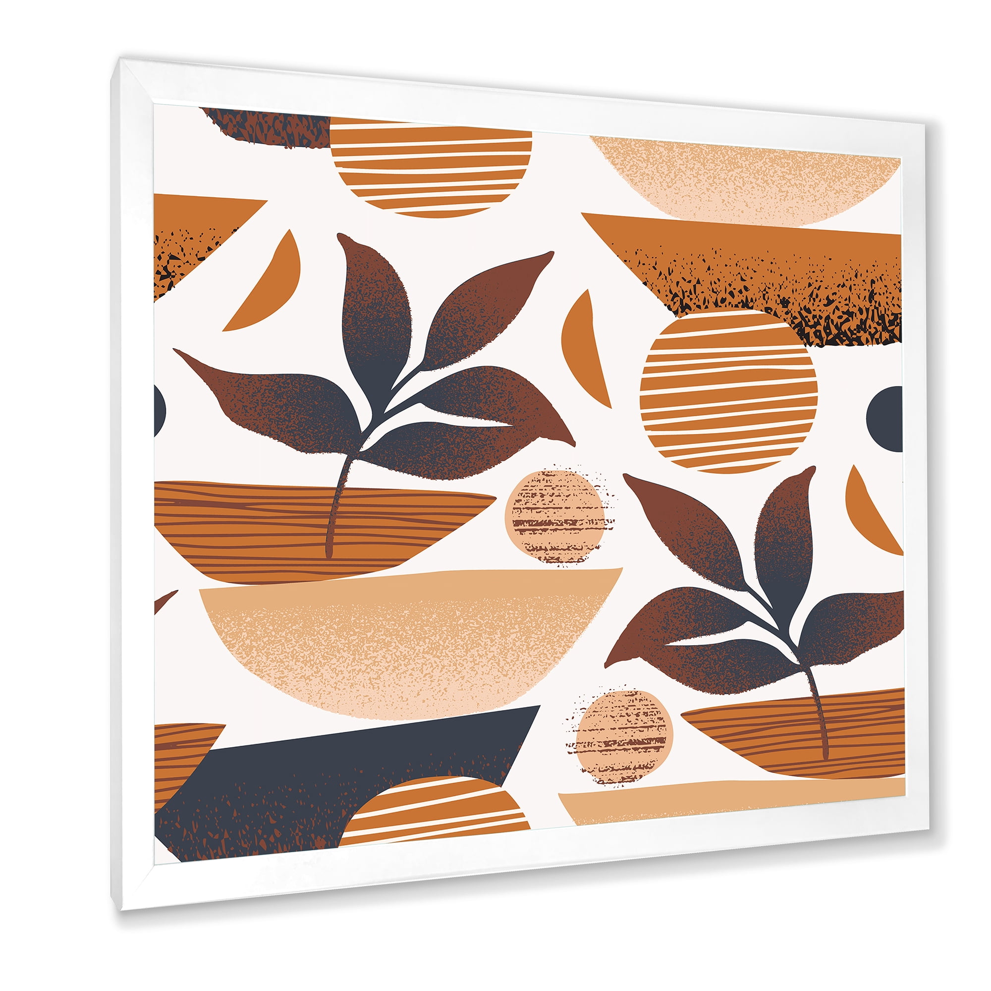 Designart 'Tropical Leaf Silhouettes and Shapes on White' Modern Framed Art Print