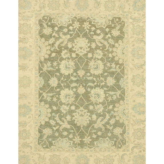 Ahgly Company Machine Washable Indoor Rectangle Abstract Brass Green Area Rugs, 5' x 7'